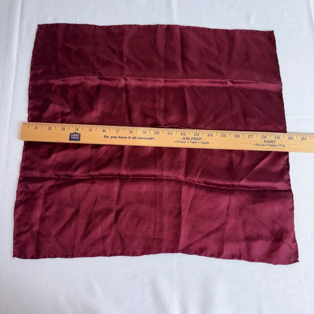 Silk Square Scarf 20 x 20  Burgundy red real silk Finish Formal wedding suit